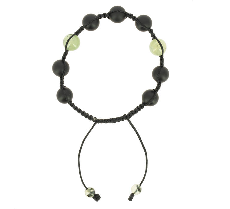 Zwarte Onyx & Prehniet Shambala-armband
