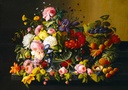 Stilleven, bloemen en fruit