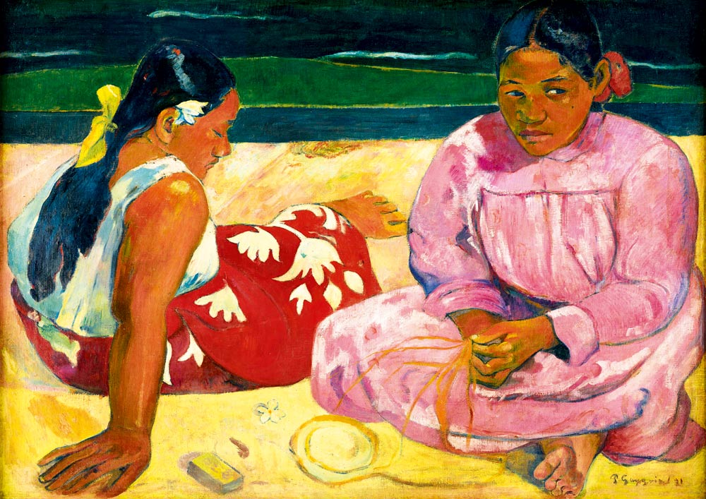 Tahitiaanse vrouwen op het strand