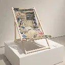 Japanse houten deckstoel met print.webp