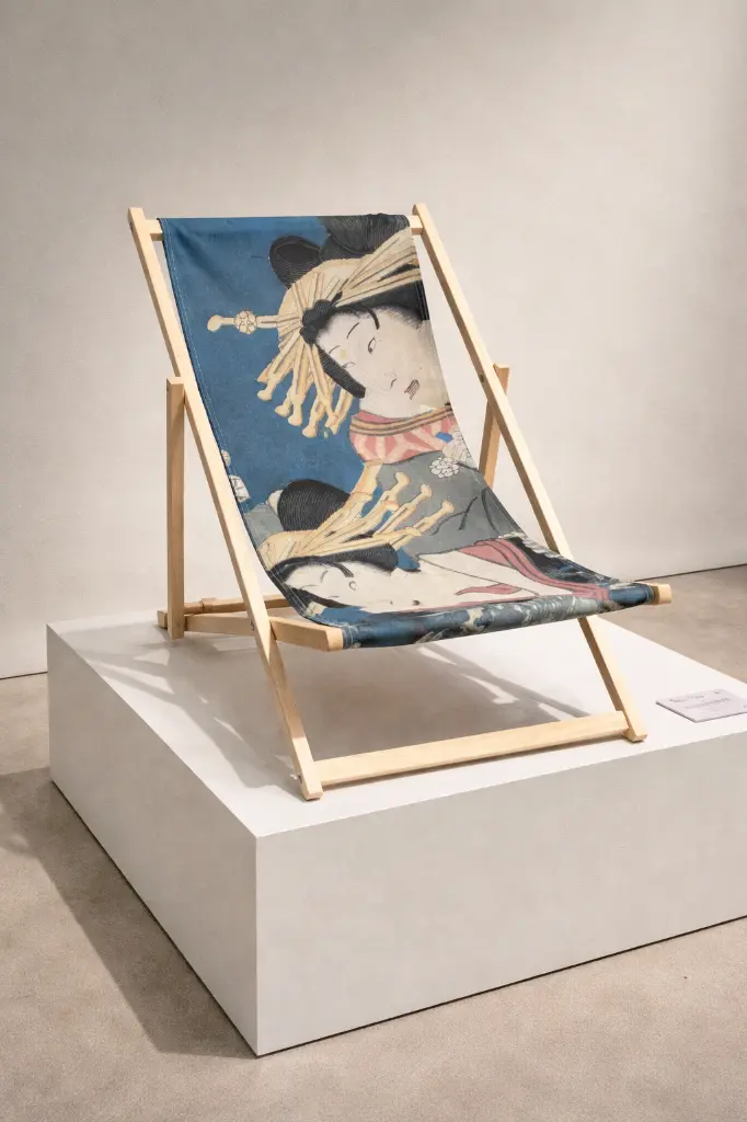 Geisha stoel in minimalistische galerie.webp