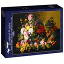 Stilleven met bloemen en fruit