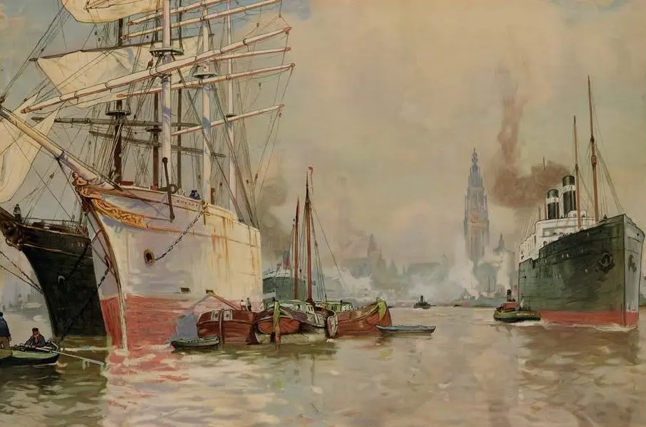 Gezicht op de rede van Antwerpen