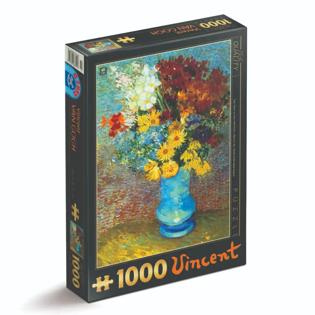 Bloemen in een blauwe vaas