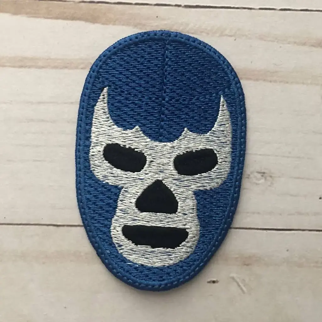 Opstrijkbare Geborduurde Blauwe Demon Lucha Libre Patch