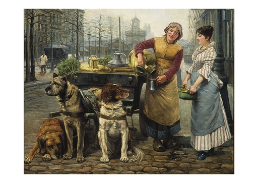 Melkboerin met hondenkar op de Keyserlei