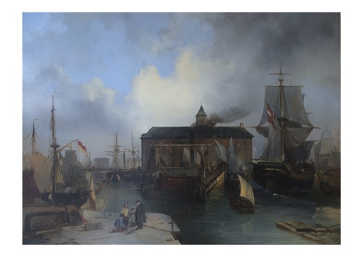 Gezicht op het Bonapartedok te Antwerpen