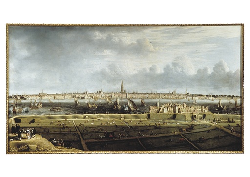 Gezicht op de rede van Antwerpen vanaf het Vlaams Hoofd