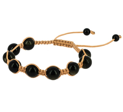 [BI299] Gouden obsidiaan Shambala armband 