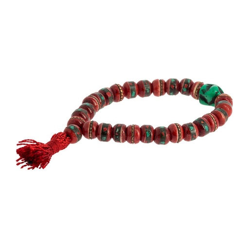 [MR034] Red Bone Mala-armband met inleg 