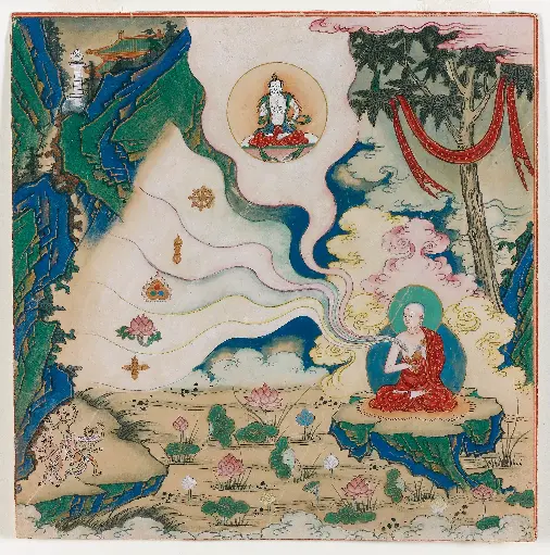 Sarvavid Vairocana-De emblemen van de vijf boeddha's