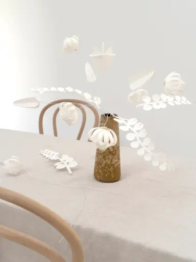 [094] Witte papierenbloemen