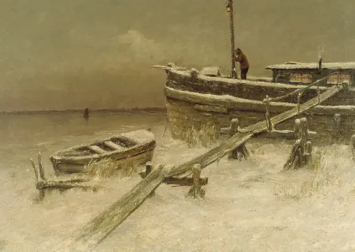 Wintergezicht op de schelde bij Austruweel