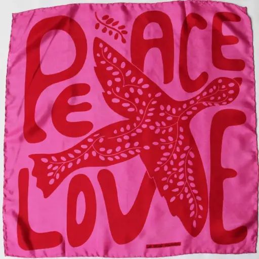 Mini Sjaal Peace and Love Fuchsia