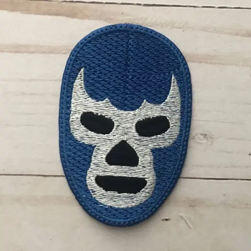 Opstrijkbare Geborduurde Blauwe Demon Lucha Libre Patch